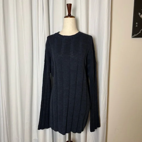 Dissh Jazz Indigo Ribbed Knit Set Navy Top Straight Leg Pants NWT Womens XS - Picture 5 of 16
